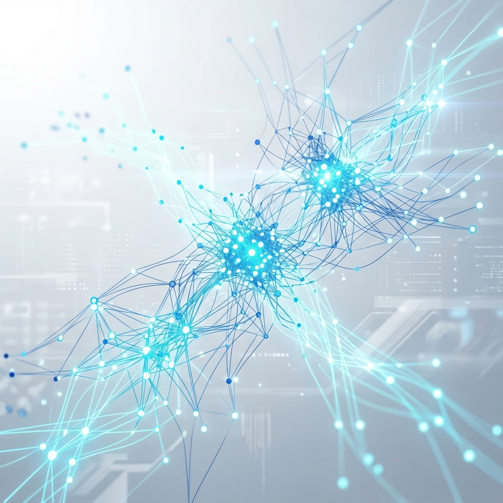 AI & Data visualization — futuristic glowing neural network